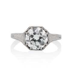 Antiker edwardianischer Verlobungsring aus Platin mit 1,63 Karat Diamant im Rundschliff