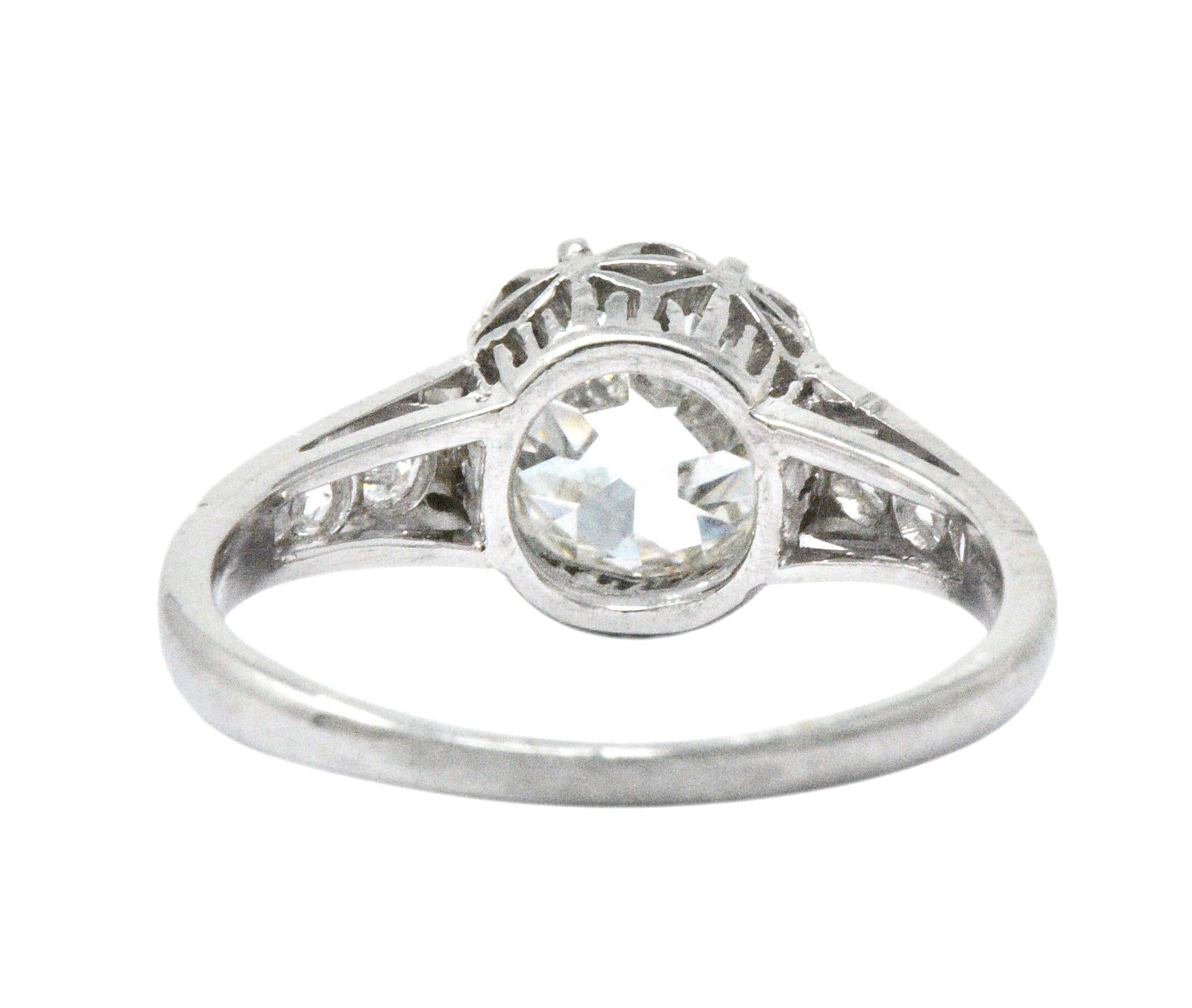 Edwardian 1.64 Carats Diamond Platinum Engagement Ring GIA 3