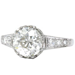 Edwardian 1.64 Carats Diamond Platinum Engagement Ring GIA Edwardian 1.64 Carats Diamond Platinum Engagement Ring GIA