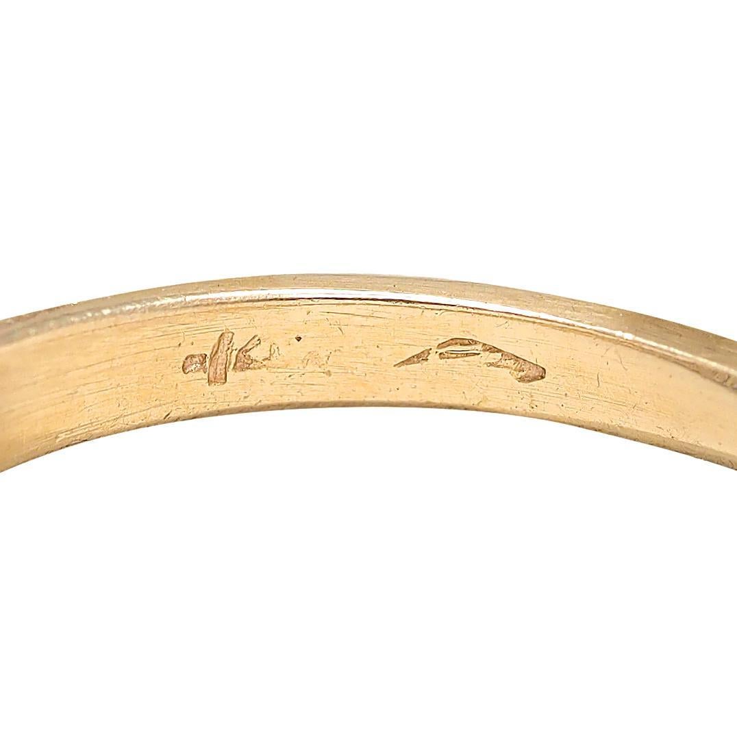Bague trois anneaux Edwardienne 1.64 CTW Saphir Diamant Platine 14K Or Jaune Antique en vente 3