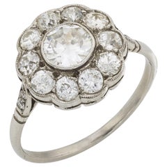 Edwardian 1,65 Karat Gesamtgewicht Diamant Platin-Cluster-Ring