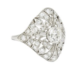 Edwardian 1.70 Carat Diamond Platinum Foliate Dinner Ring