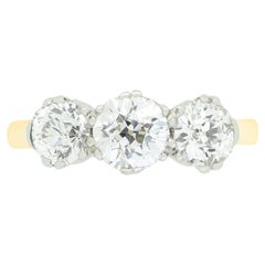 Edwardian 1.70ct Diamond Three Stone Ring, 1910s