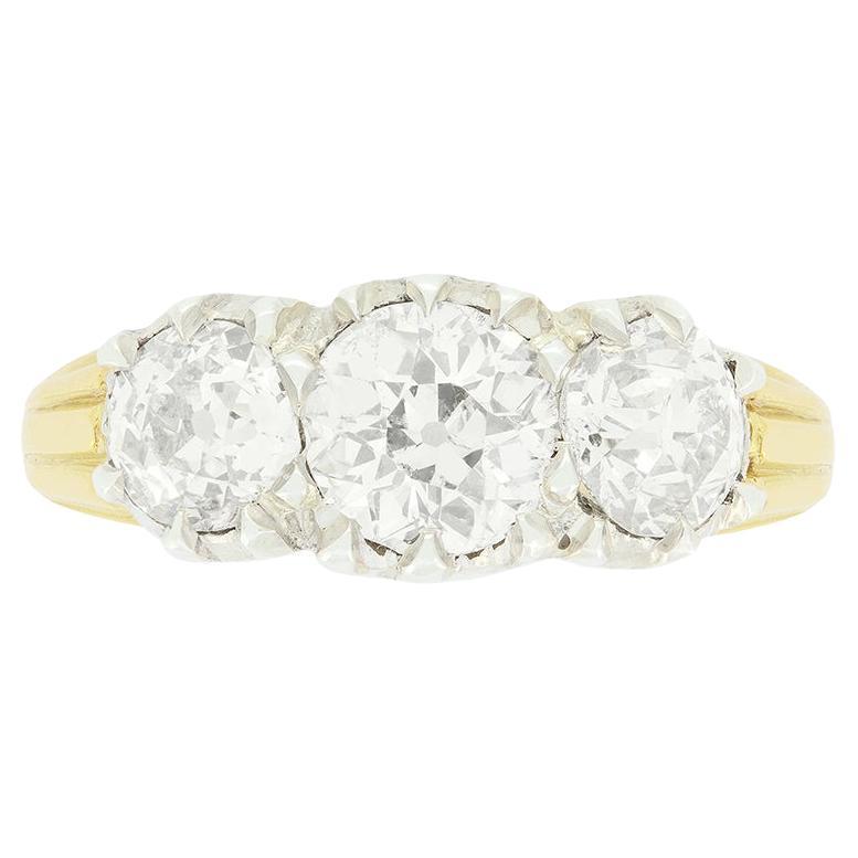 Edwardian 1.70ct Diamond Trilogy Ring, c.1910s