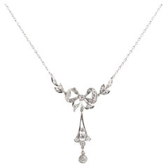 Edwardian 1.70ctw Mine Cut Diamond Lavalier Necklace in Platinum