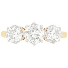 Edwardian 1.75 Carat Diamond Three-Stone Engagement Ring, circa 1910s Edwardian 1.75 Carat Diamond Three-Stone Engagement Ring, circa 1910s