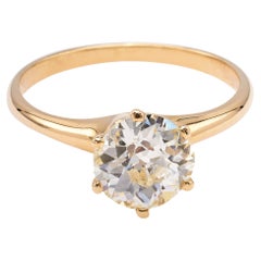 Edwardian 1.79 Carat Old European Cut Diamond 14k Yellow Gold Solitaire Ring