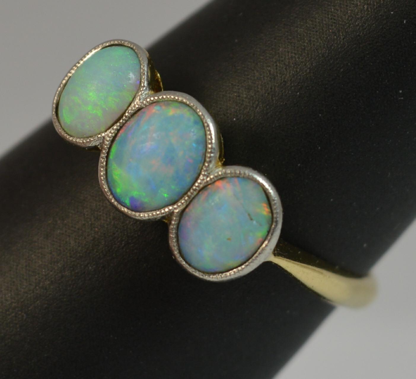 Edwardian 18 Carat Gold and Opal Trilogy Stack Ring 6