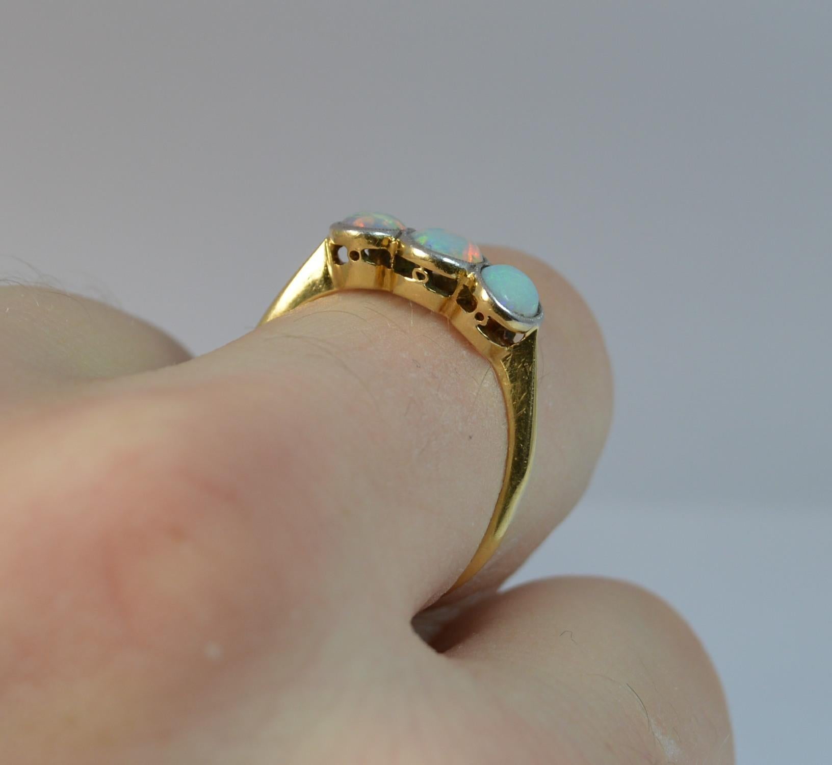 Edwardian 18 Carat Gold and Opal Trilogy Stack Ring In Good Condition In St Helens, GB