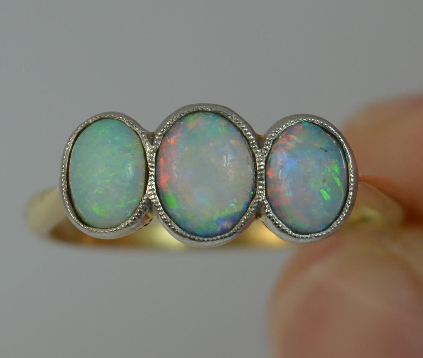 Edwardian 18 Carat Gold and Opal Trilogy Stack Ring 2