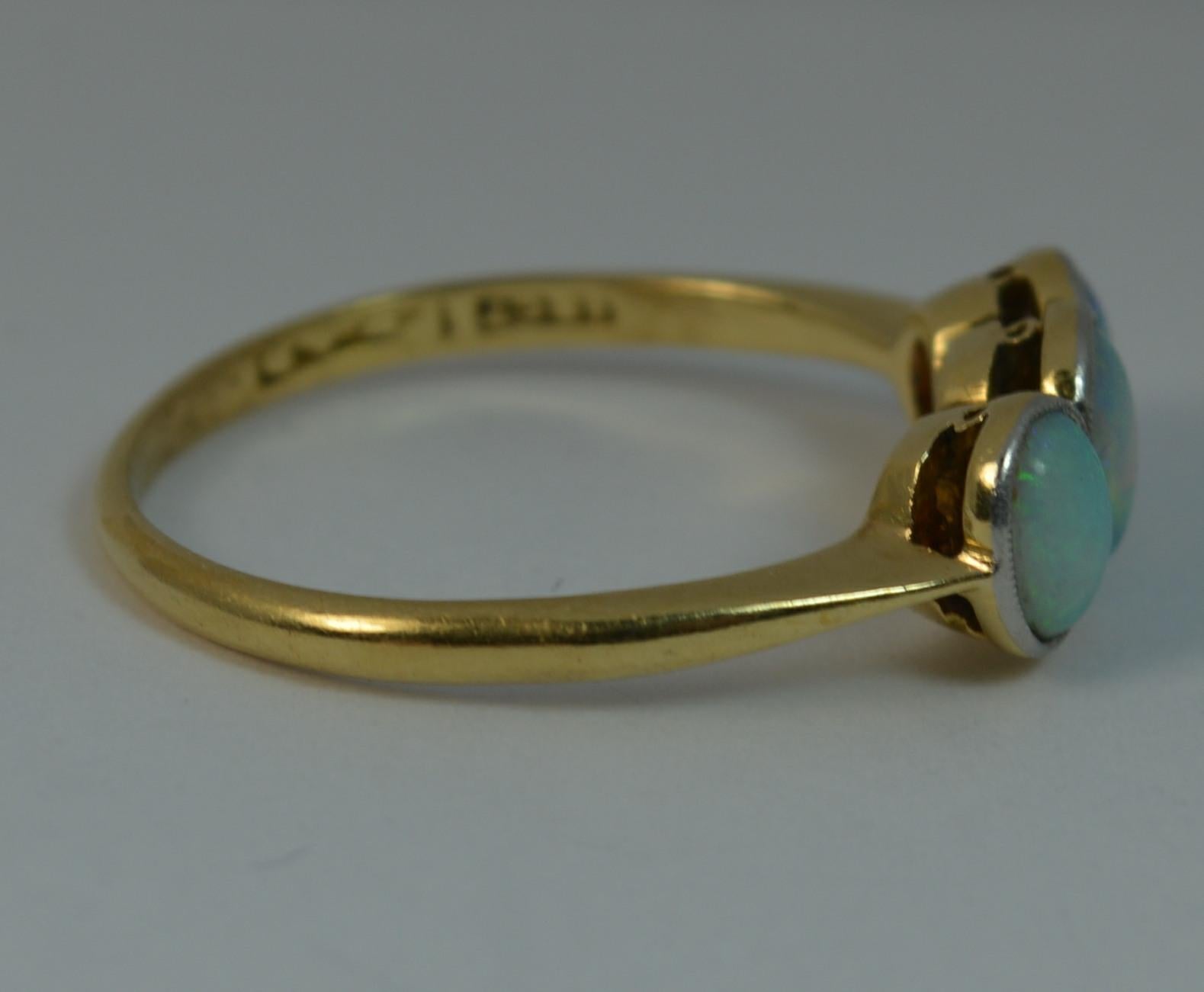 Edwardian 18 Carat Gold and Opal Trilogy Stack Ring 5