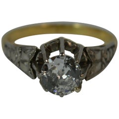 Vintage Edwardian 18 Carat Gold and Platinum 0.8 Carat Diamond Solitaire Ring