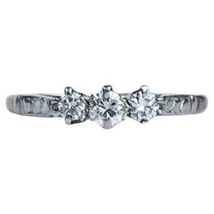 Edwardian 18 Carat Gold and Platinum Old European Cut Diamond Three-Stone Ring