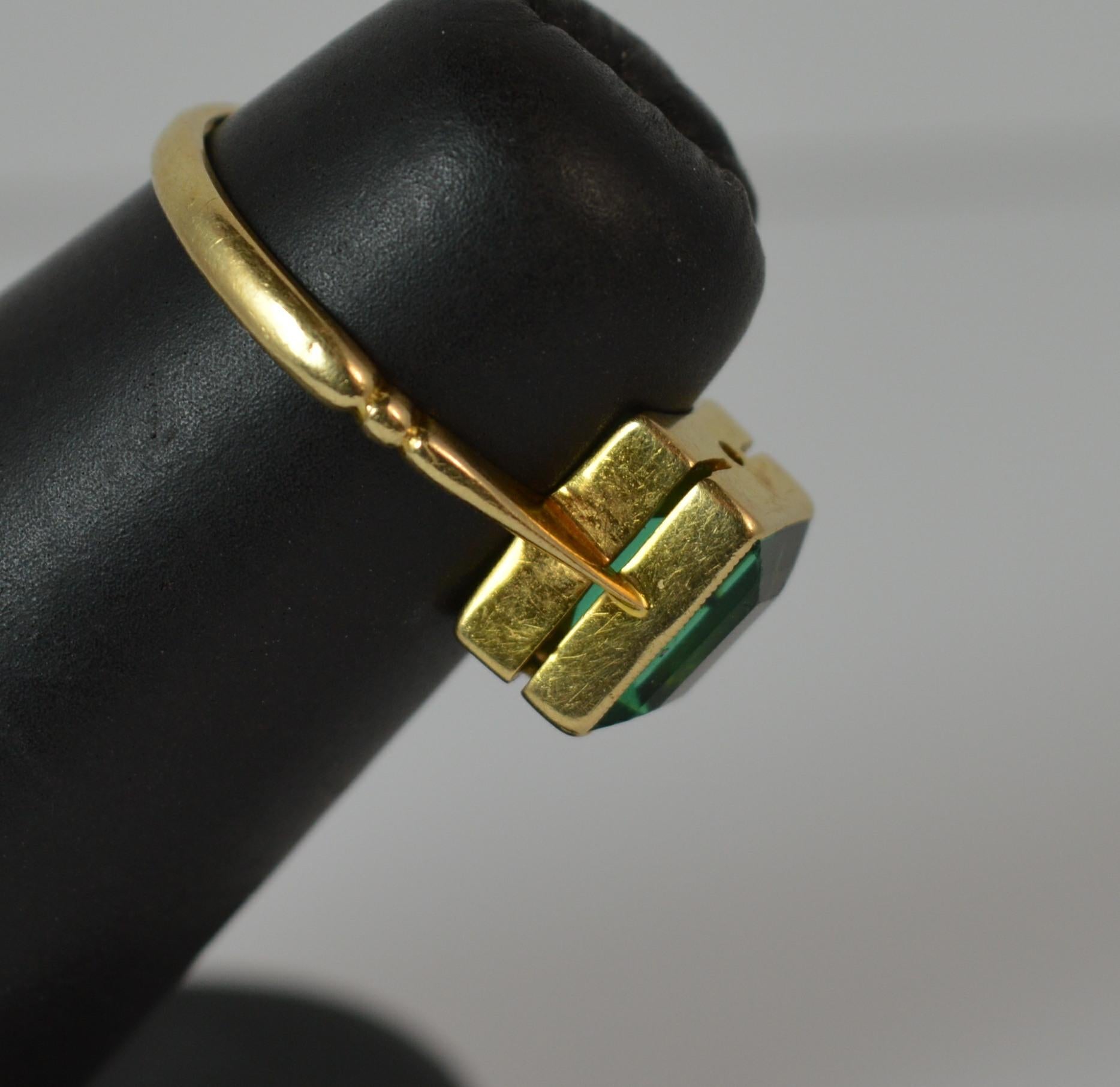 Edwardian 18 Carat Gold and Vibrant Green Paste Solitaire Ring 7