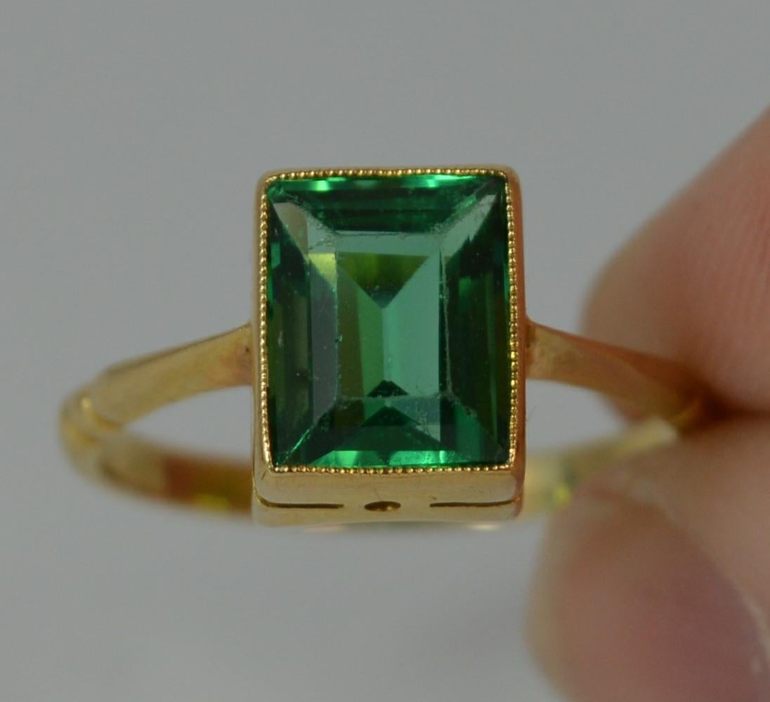 Edwardian 18 Carat Gold and Vibrant Green Paste Solitaire Ring 9