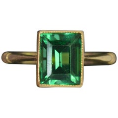 Edwardian 18 Carat Gold and Vibrant Green Paste Solitaire Ring