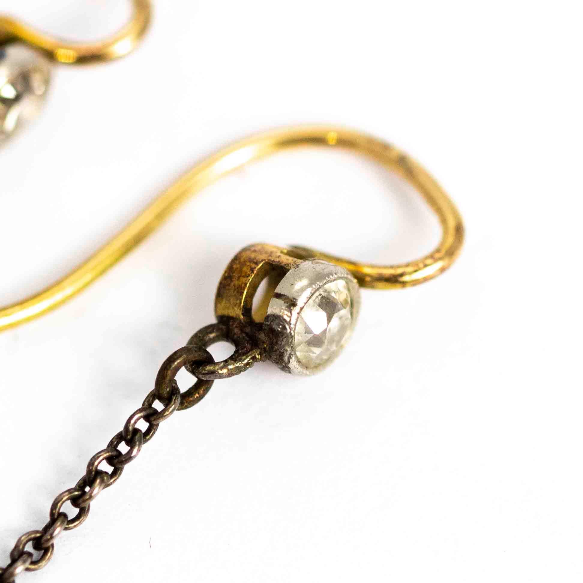 Women's or Men's Edwardian 18 Carat Gold Diamond Dangle Earrings