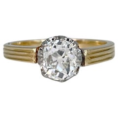 Edwardian 18 Karat Gold 0.85 Carat Old Cut Diamond Solitaire Engagement Ring