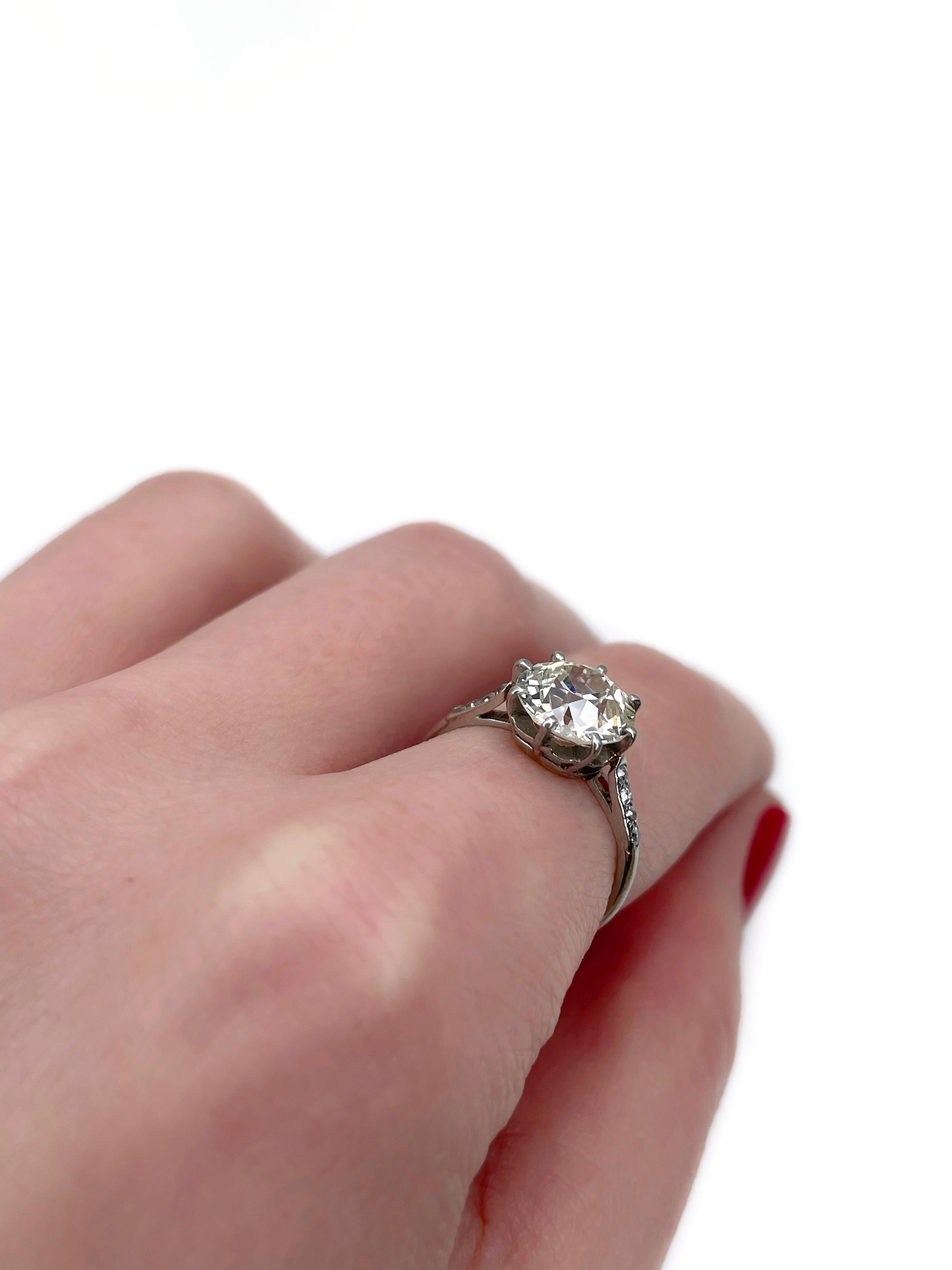 Women's Edwardian 950 Platinum 2.70 Carat VS Old European Cut Diamond Solitaire Ring