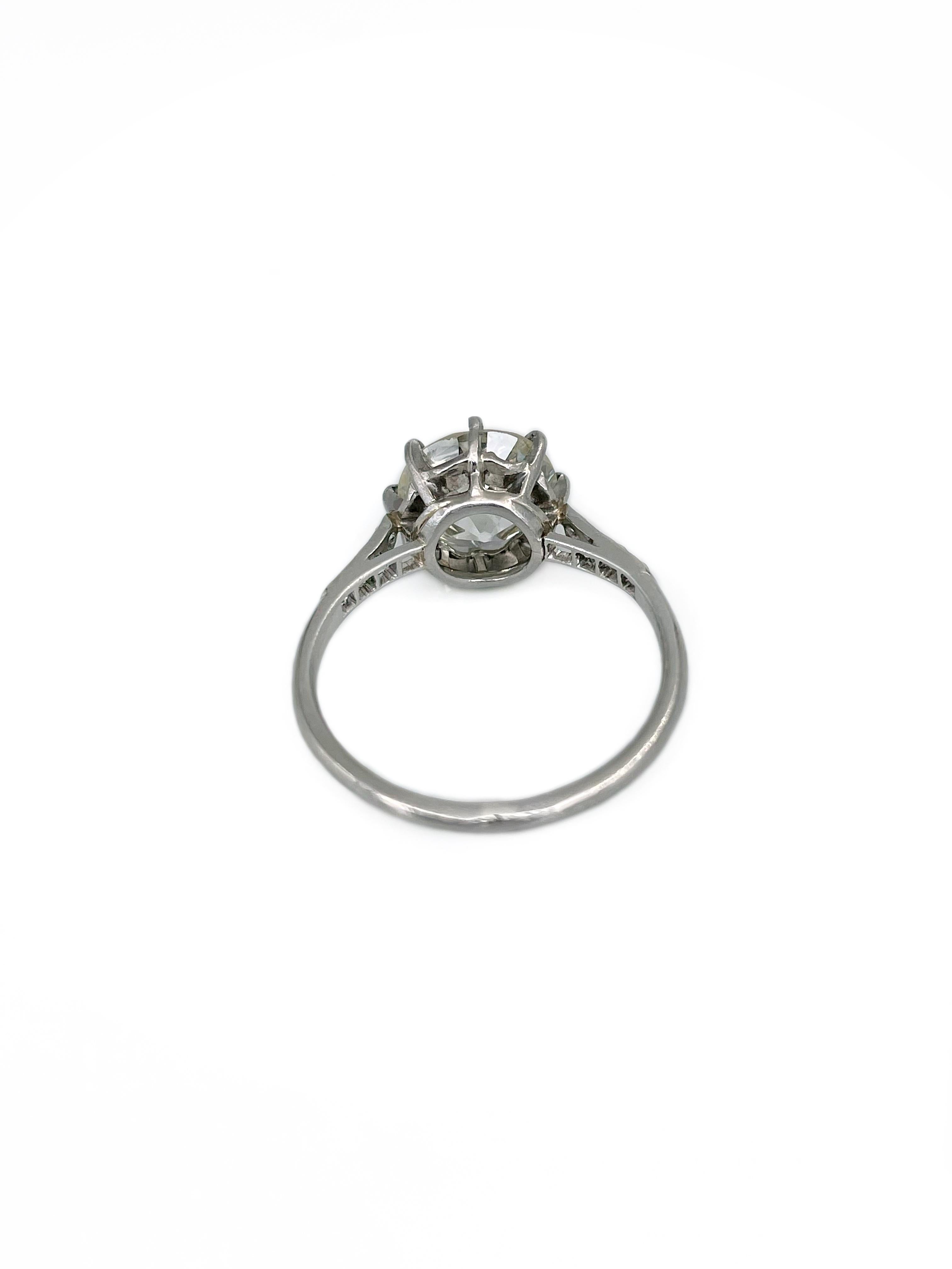 Edwardian 950 Platinum 2.70 Carat VS Old European Cut Diamond Solitaire Ring 1