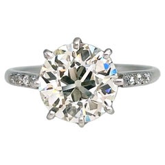 Edwardian 950 Platinum 2.70 Carat VS Old European Cut Diamond Solitaire Ring