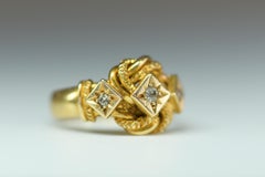 Edwardian 18 Karat Gold Diamond Love Knot Ring