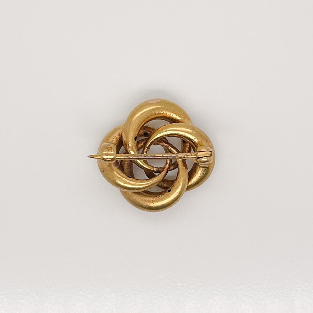 Edwardian 18 Karat Gold Love Knot Brooch or Pin For Sale 4