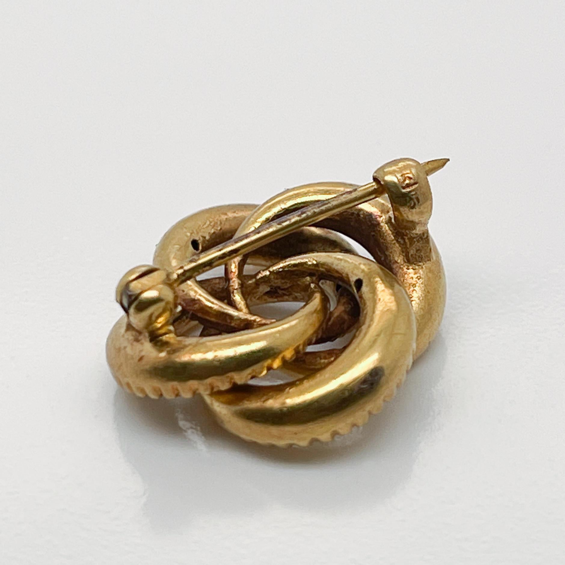 Edwardian 18 Karat Gold Love Knot Brooch or Pin For Sale 6