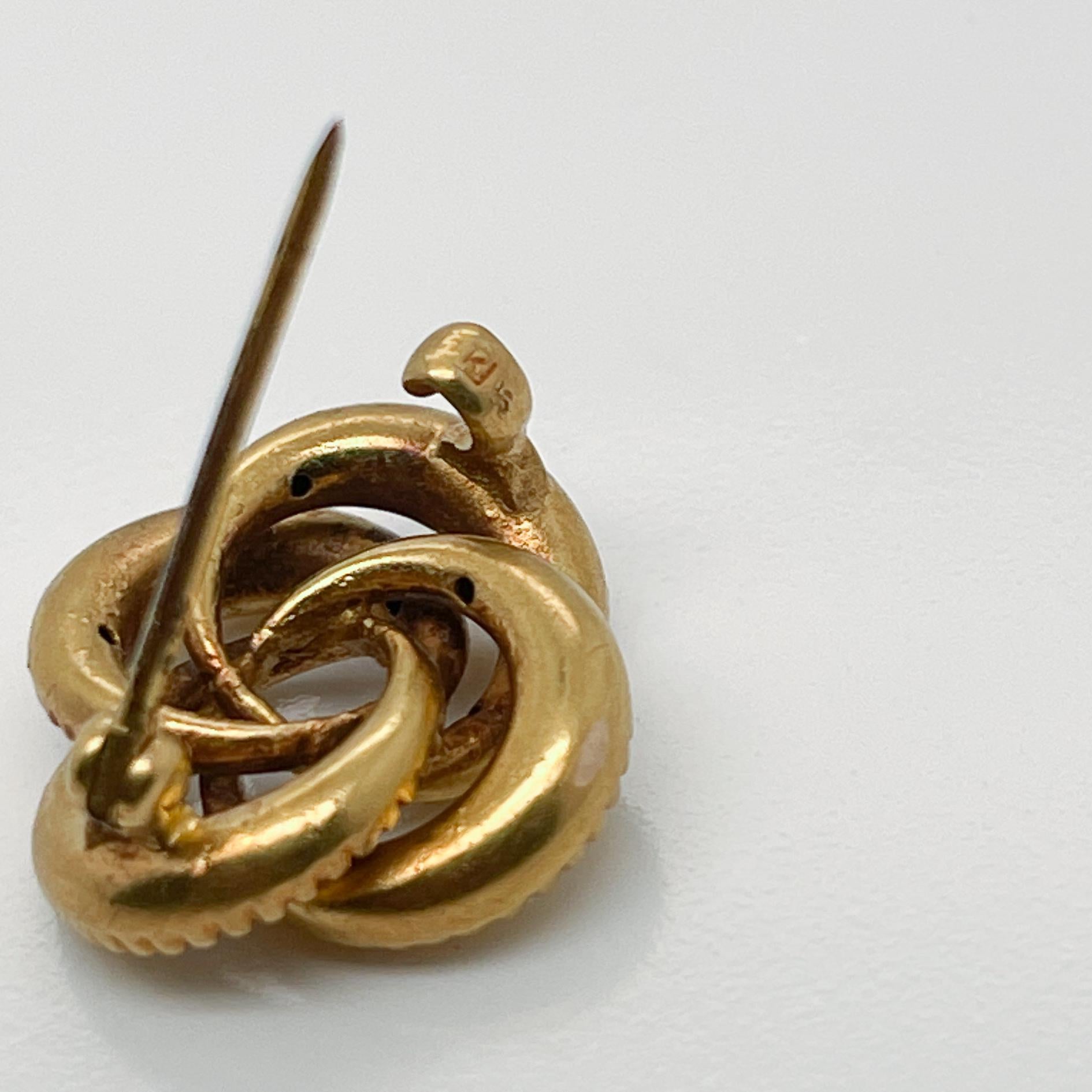 Edwardian 18 Karat Gold Love Knot Brooch or Pin For Sale 9