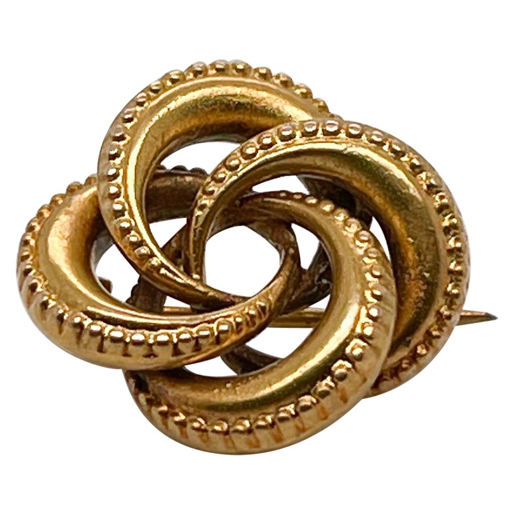 Edwardian 18 Karat Gold Love Knot Brooch or Pin For Sale