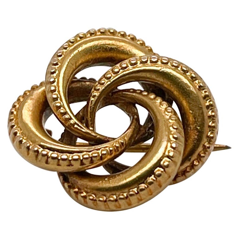 Edwardian 18 Karat Gold Love Knot Brooch or Pin For Sale at 1stDibs