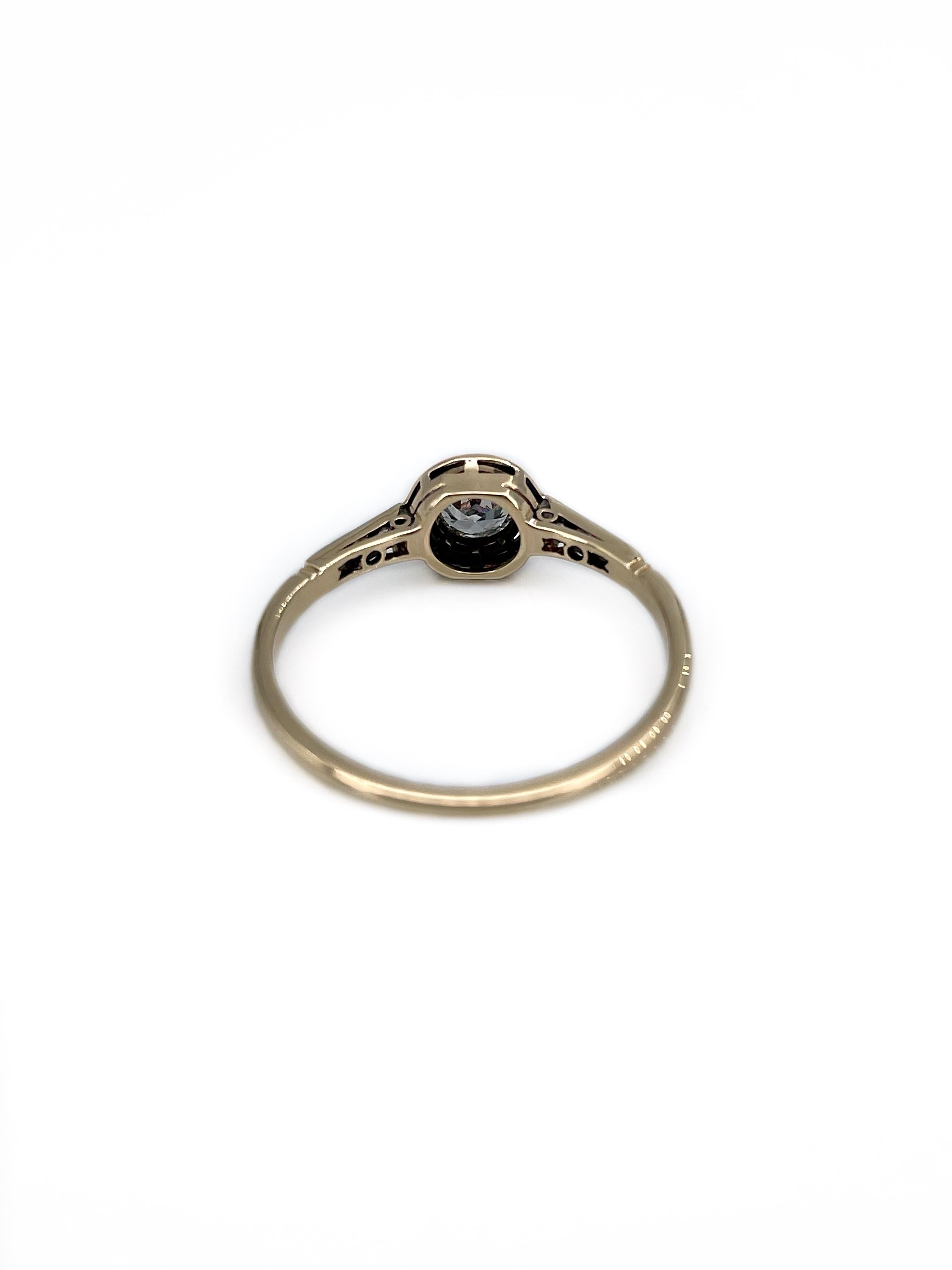Women's Edwardian 18 Karat Gold 0.35 Carat Old Cut Diamond Engagement Solitaire Ring For Sale