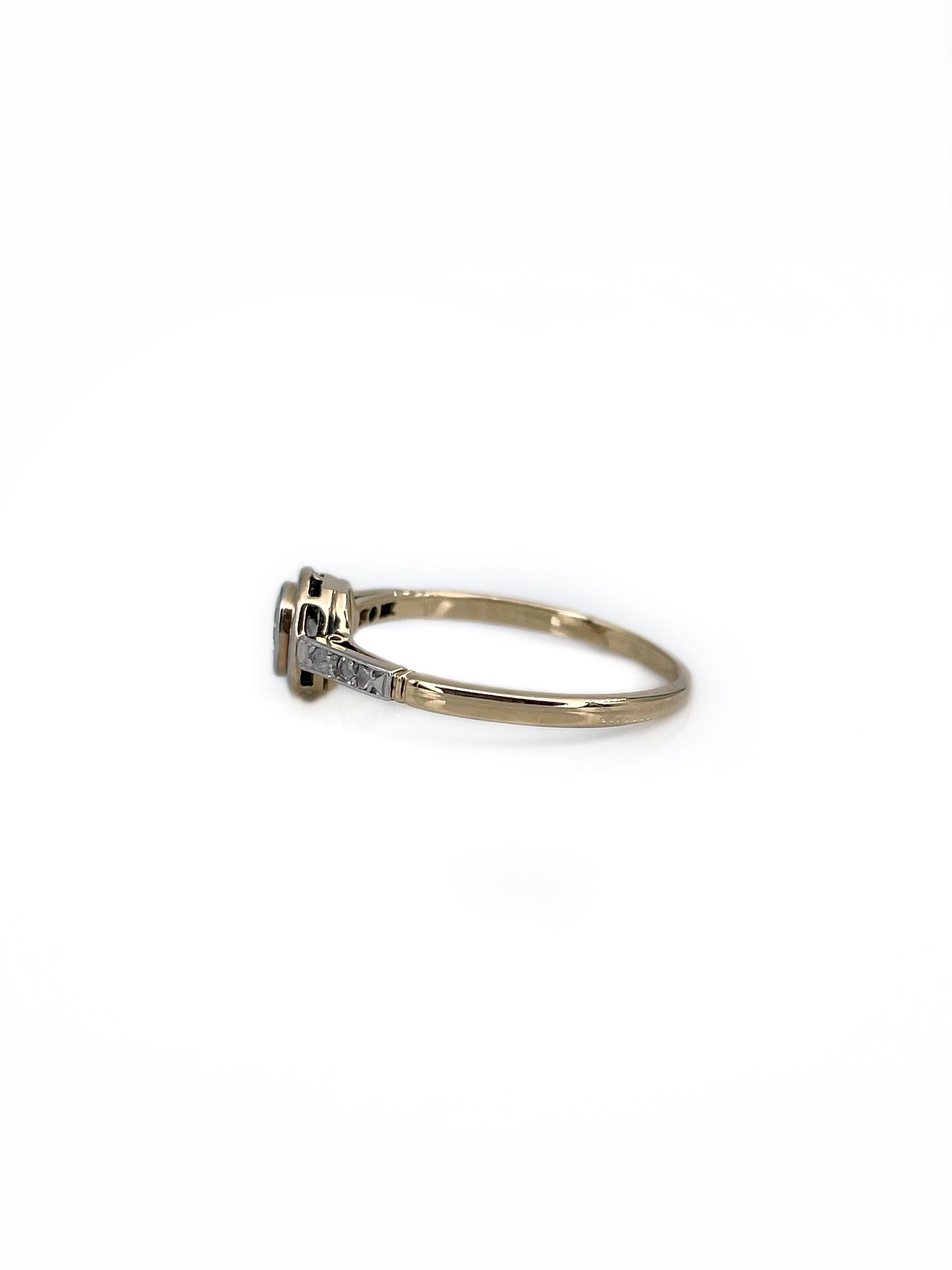 Edwardian 18 Karat Gold 0.35 Carat Old Cut Diamond Engagement Solitaire Ring For Sale 1