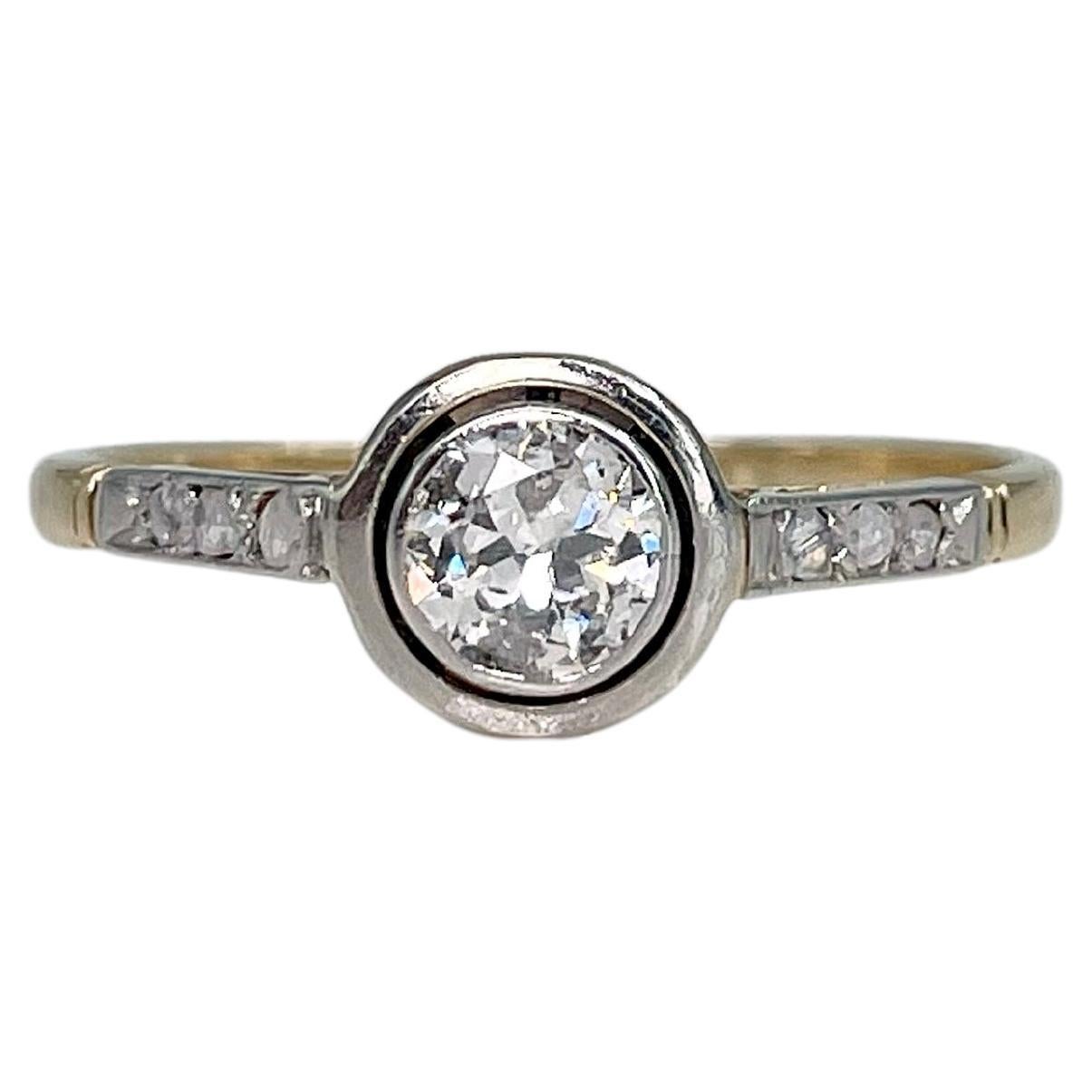 Edwardian 18 Karat Gold 0.35 Carat Old Cut Diamond Engagement Solitaire Ring