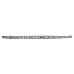 Edwardian 18 Karat Gold Old Mine Cut Diamond Bar Brooch