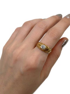 Edwardian 18 Karat Gold Old Mine Cut Diamond Solitaire Ring