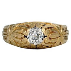 Edwardian 18 Karat Gold Old Mine Cut Diamond Solitaire Ring