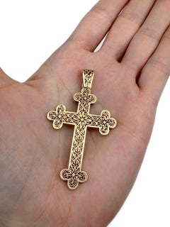 Ciondolo a forma di croce traforata in oro 18 carati di epoca edoardiana