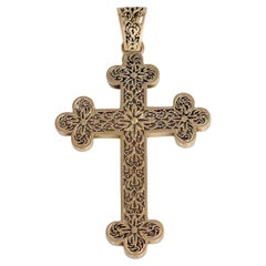 Ciondolo a forma di croce traforata in oro 18 carati di epoca edoardiana