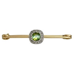 Broche édouardienne en or 18 carats avec péridots et diamants taille rose