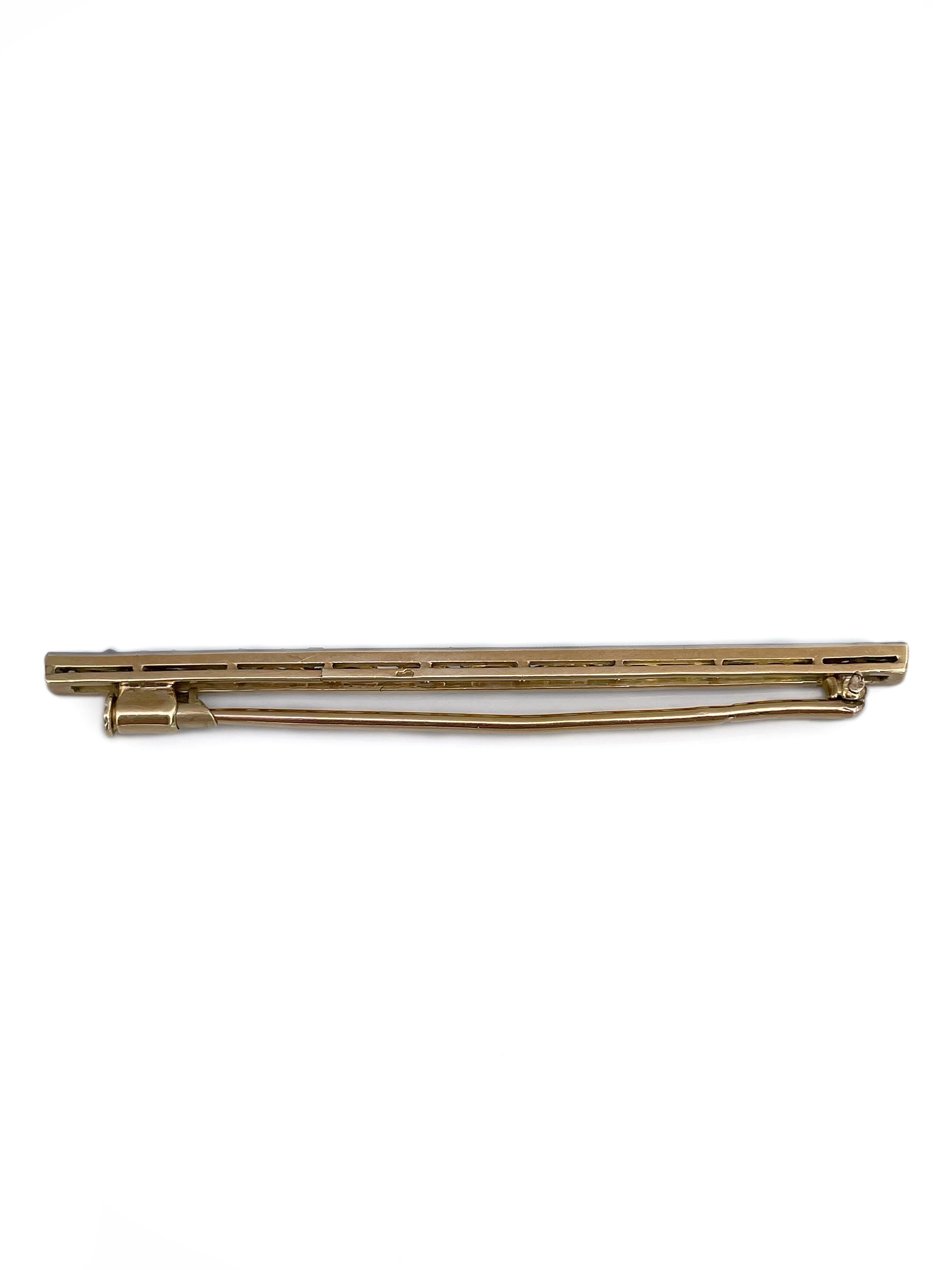 Women's or Men's Edwardian 18 Karat Gold 1.10 Carat Rose Cut Diamond Bar Brooch