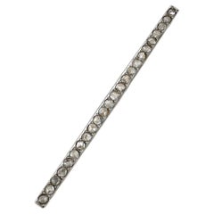 Edwardian 18 Karat Gold 1.10 Carat Rose Cut Diamond Bar Brooch