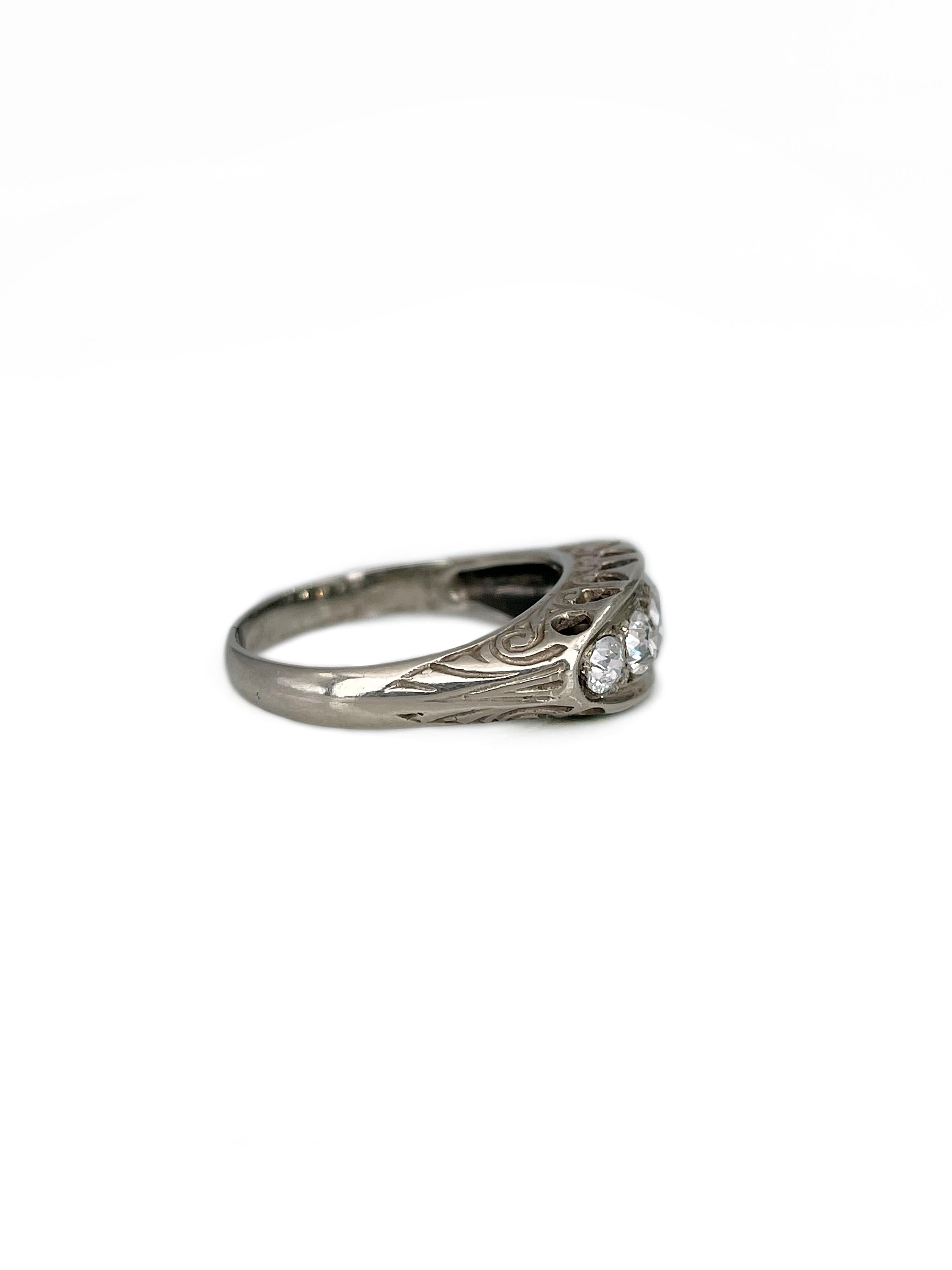 Edwardian 18 Karat Gold TW 0.60 Carat Diamond Band Ring In Good Condition For Sale In Vilnius, Vilniaus apskr.