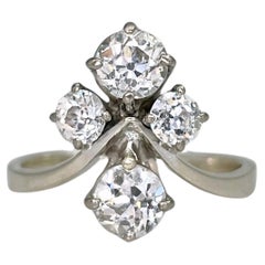 Bague diadème édouardienne en or 18 carats TW ~1.46 carat diamant taille ancienne