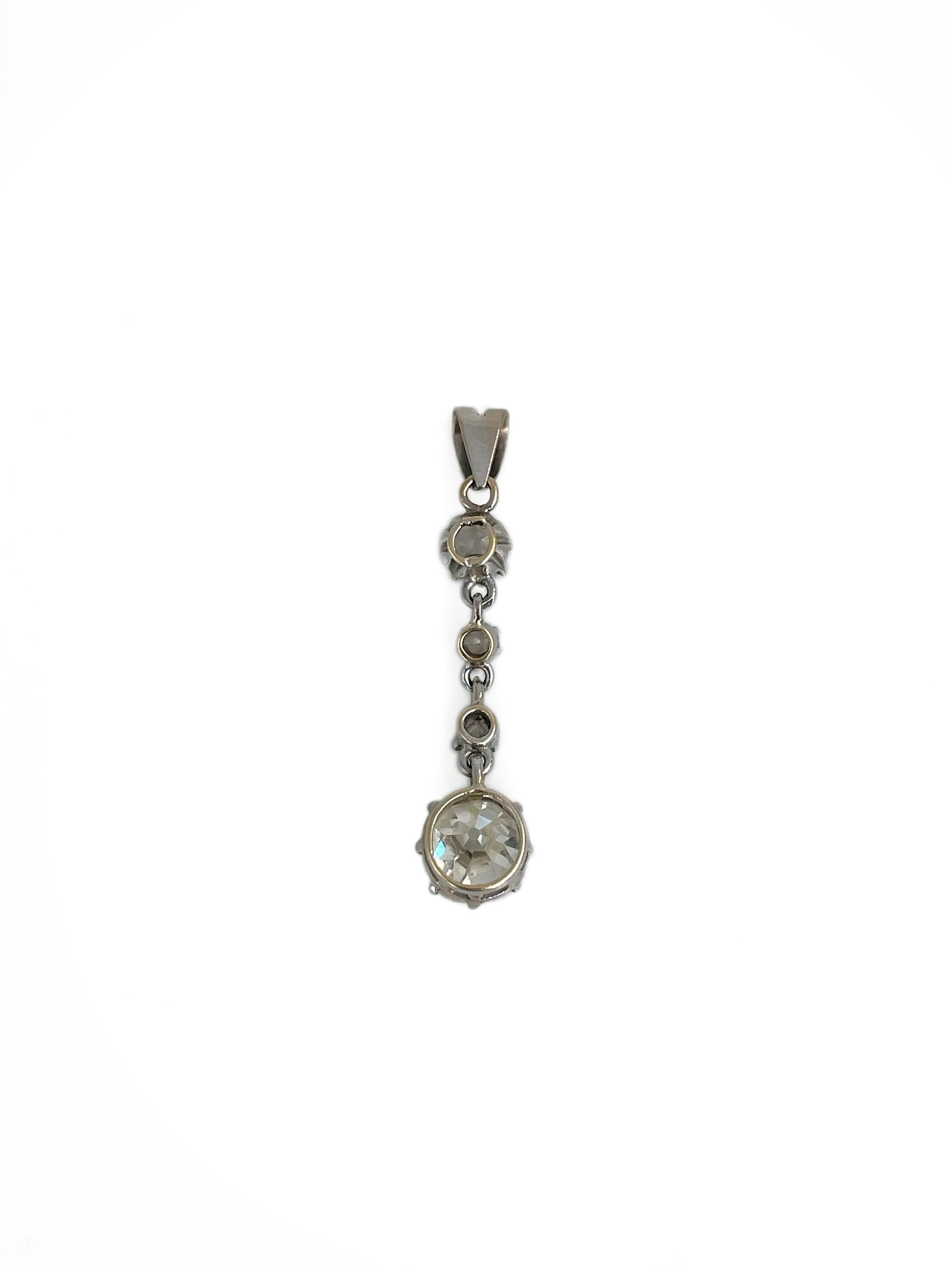 Women's Edwardian 18 Karat Gold TW ~1.80 Carat Diamond Drop Pendant For Sale
