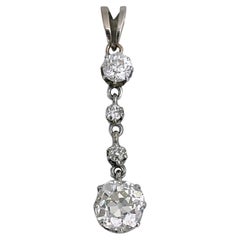 Edwardian 18 Karat Gold TW ~1.80 Carat Diamond Drop Pendant