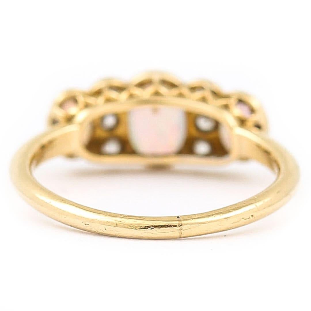 Edwardian 18ct Gold Opal and Diamond Three Stone Ring 3