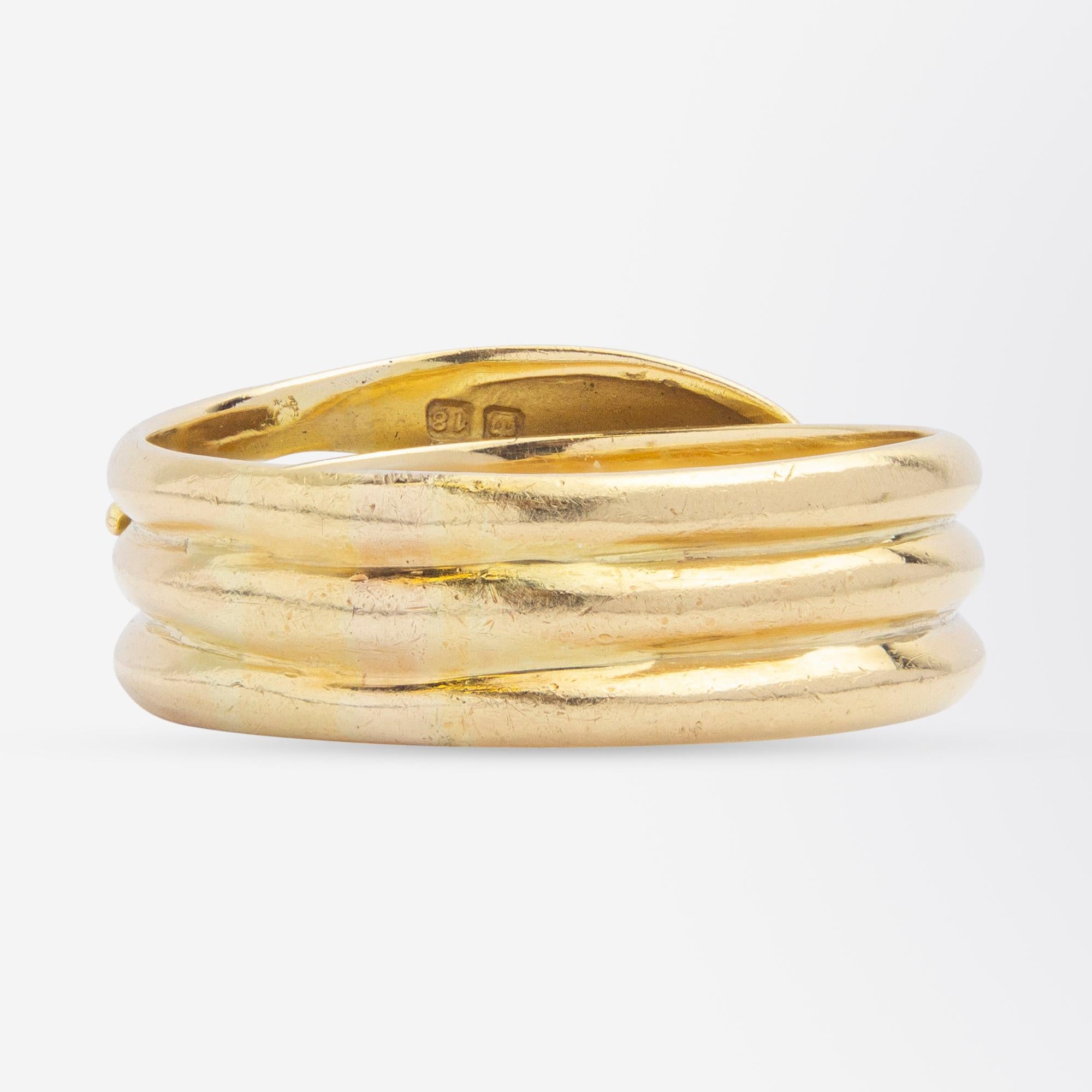 Women's or Men's Edwardian 18 Karat Yellow Gold & Diamond Serpent Ring For Sale