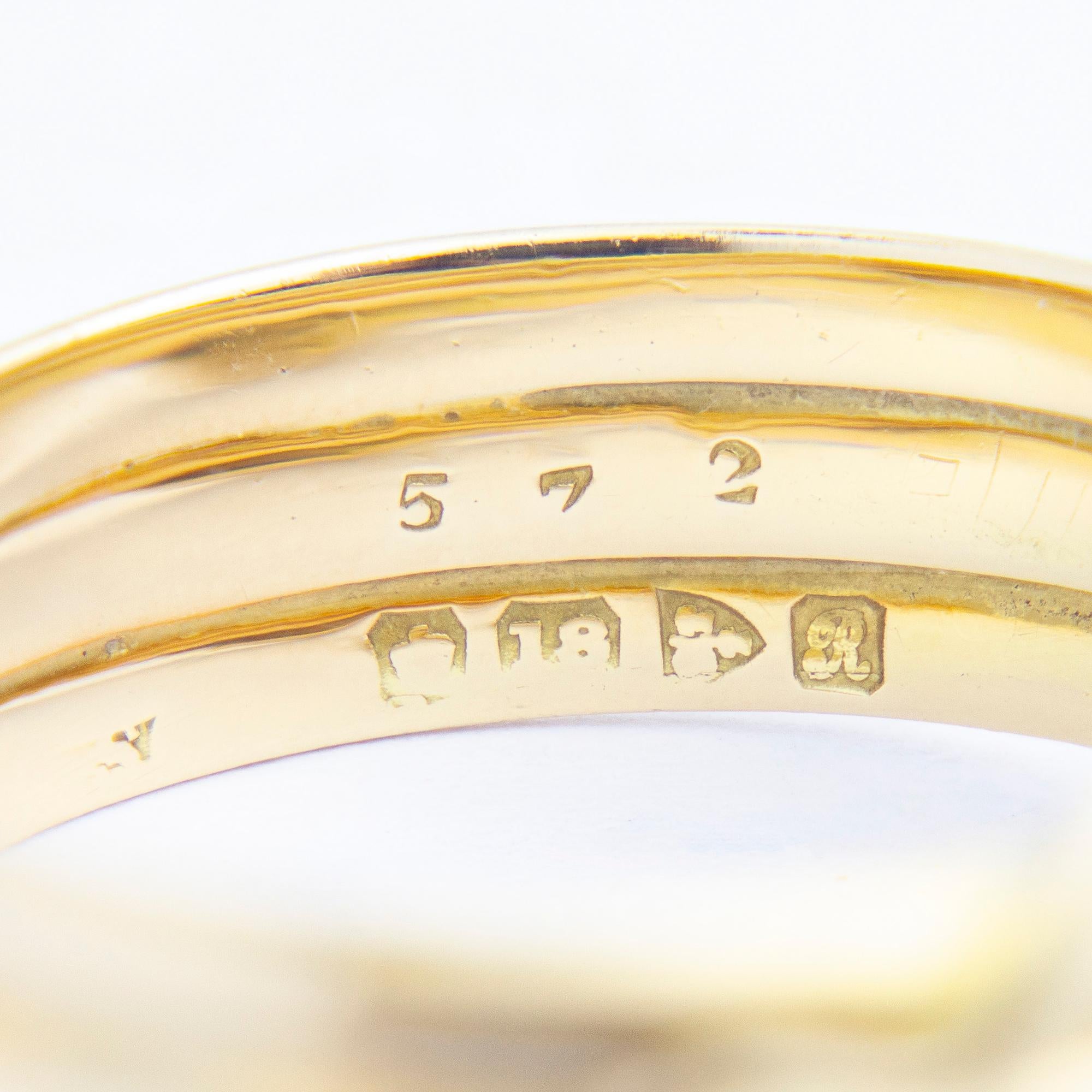 Edwardian 18 Karat Yellow Gold & Diamond Serpent Ring For Sale 2