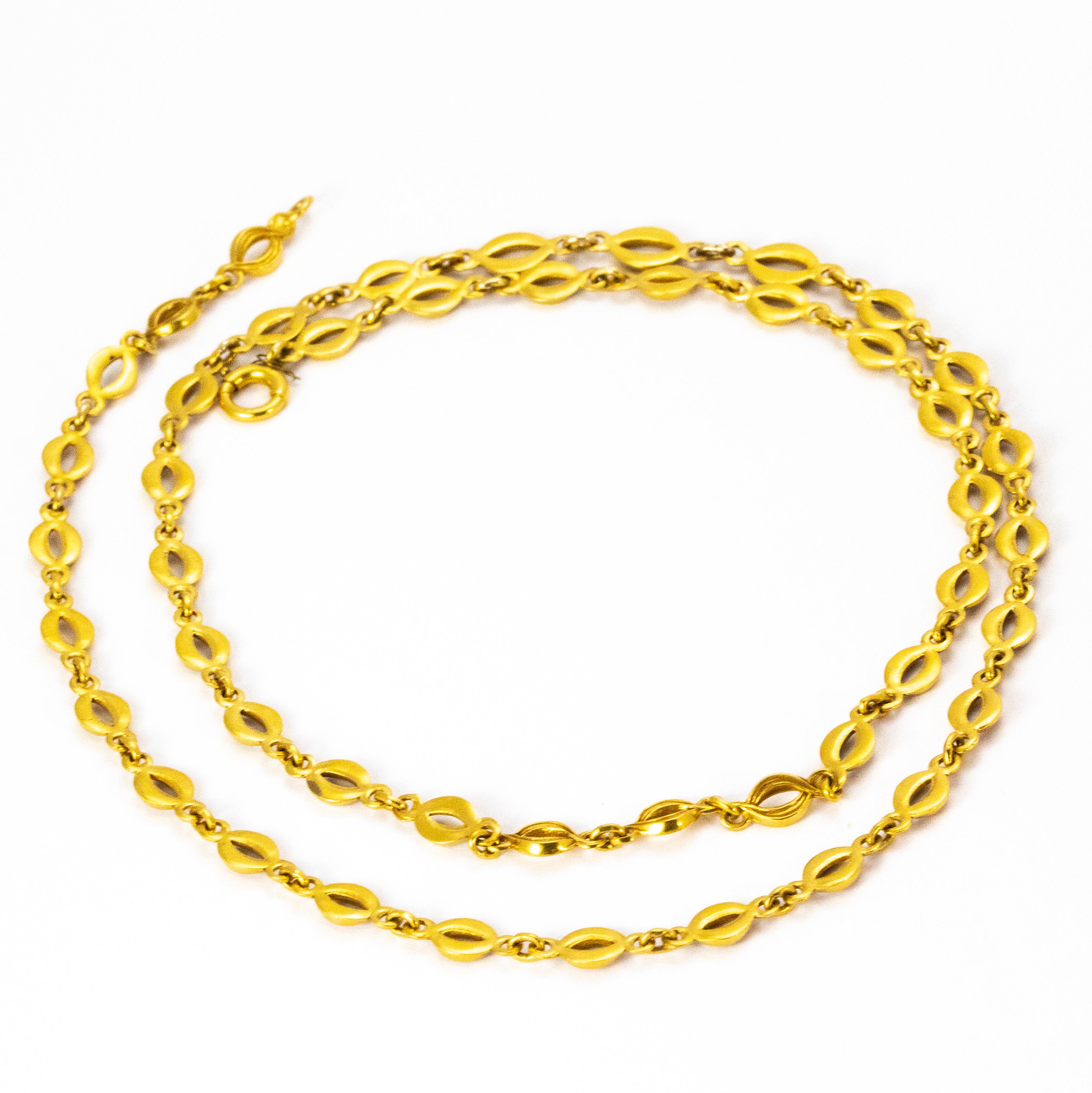 Edwardian 18 Karat Yellow Gold Necklace im Zustand „Gut“ in Chipping Campden, GB